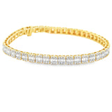 10 karat gold round and baguette lab diamond tennis bracelet