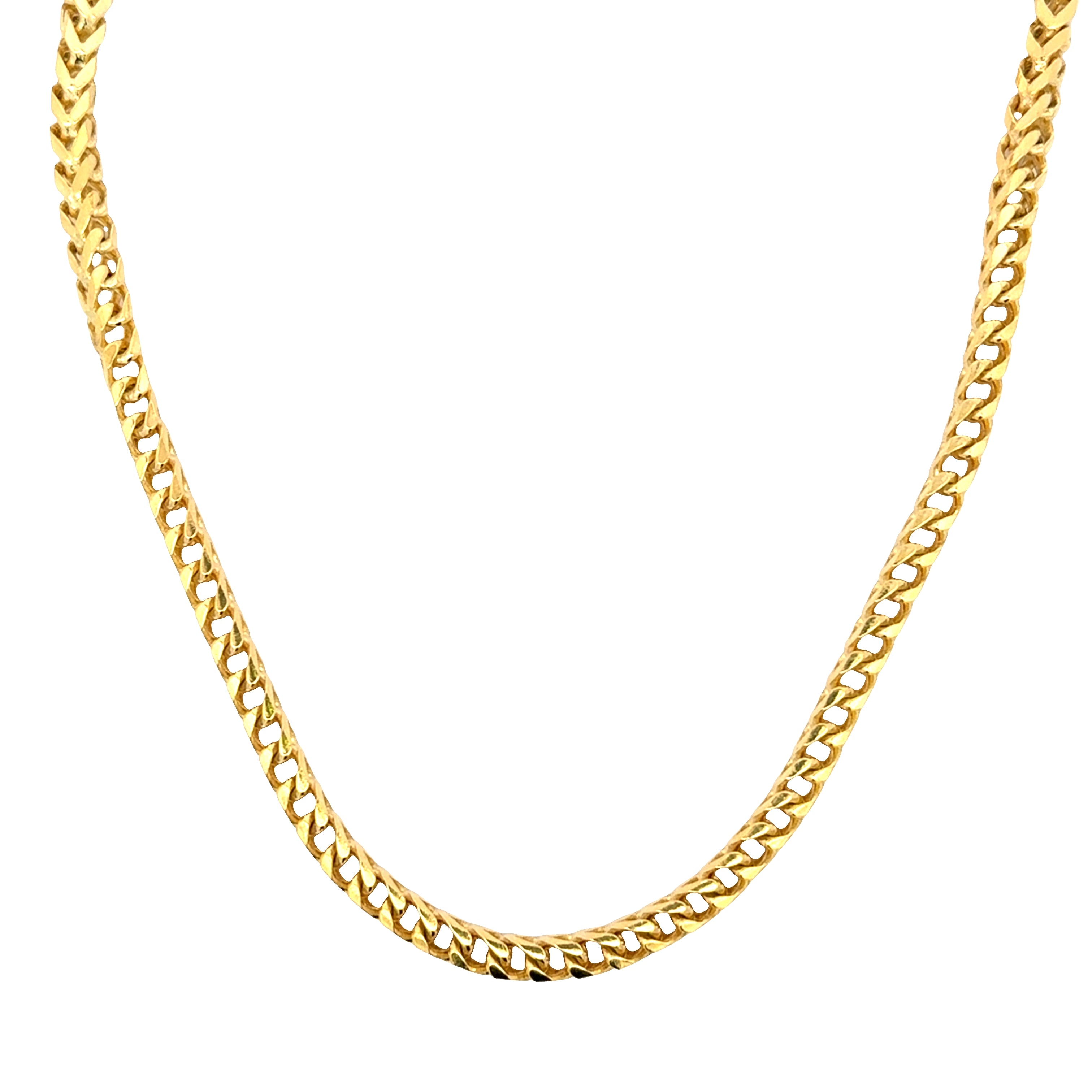 Solid Yellow Gold Franco Chain in 10 Karat Yellow Gold.