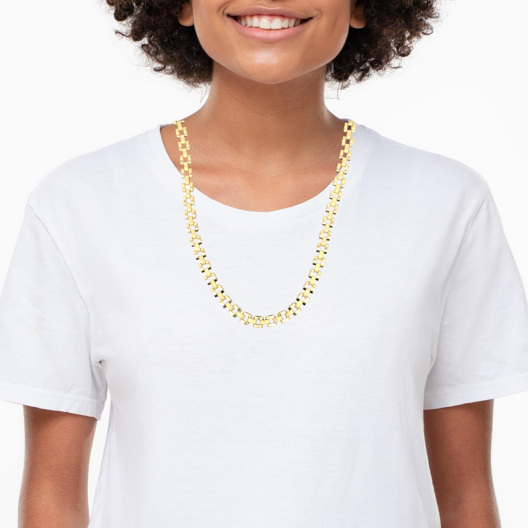 10K solid gold Rolex link chain necklace with high-polish finish by Solomon Jeweler