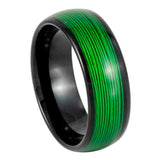 Domed Black IP Plated Rolled Green Wire Inlay Tungsten Band – 8mm