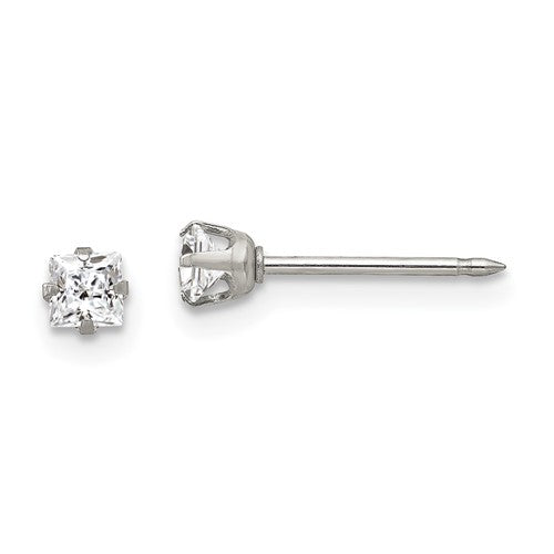 inverness-stainless-steel-3mm-square-cz-post-earrings-SolomonJeweler-Wichita-KS-CustomJewelry
