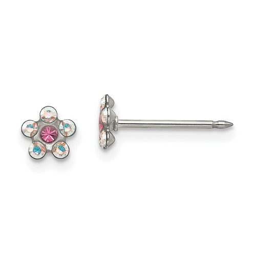 inverness-stainless-steel-clear-rose-crystal-post-earrings-SolomonJeweler-Wichita-KS-CustomJewelry