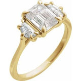 Claw-Prong Three-Stone Engagement Ring or Band — 2 1/5 CTW Lab Diamond