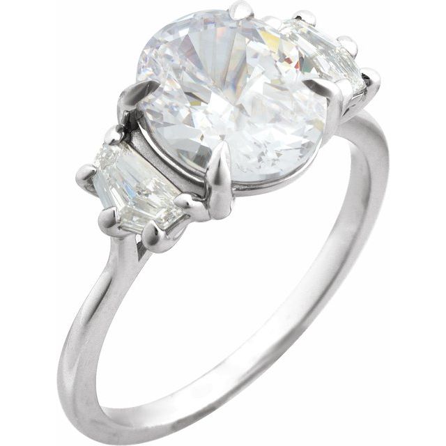 Claw-Prong Three-Stone Engagement Ring or Band — 1 3/4 CTW Lab Diamond