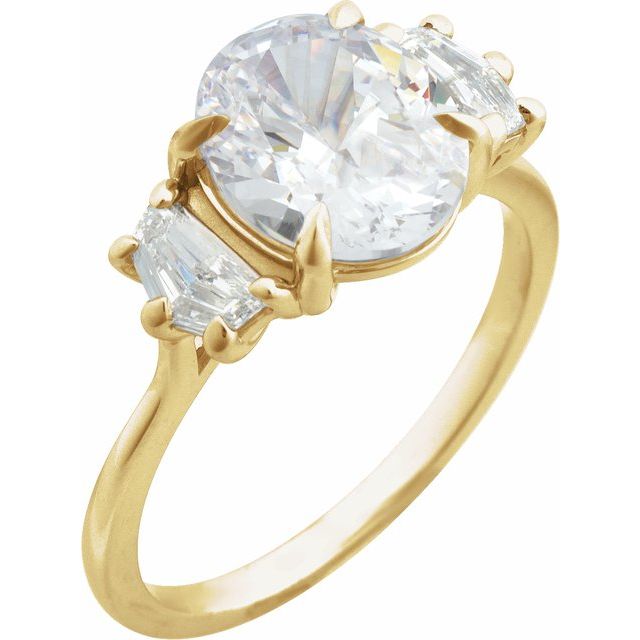 Claw-Prong Three-Stone Engagement Ring or Band — 1 1/3 CTW Lab Diamond