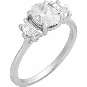 Claw-Prong Three-Stone Engagement Ring or Band — 1 1/3 CTW Lab Diamond