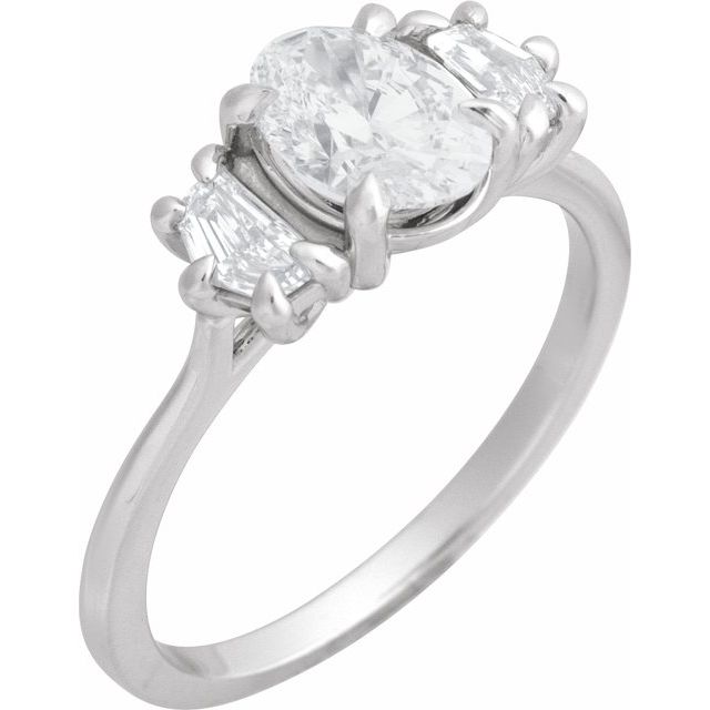 Claw-Prong Three-Stone Engagement Ring or Band — 1 1/3 CTW Lab Diamond