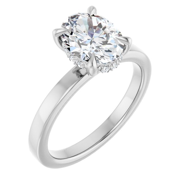Claw-Prong Hidden Halo-Style Engagement Ring — 1 1/2 CTW Lab Diamond