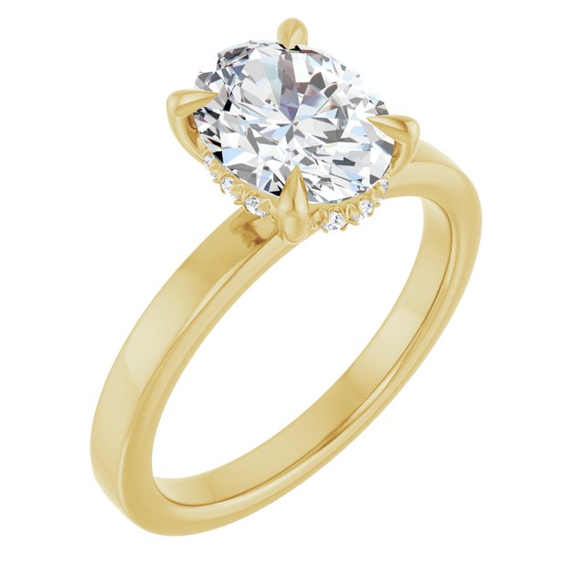 Claw-Prong Hidden Halo-Style Engagement Ring — 1 1/2 CTW Lab Diamond