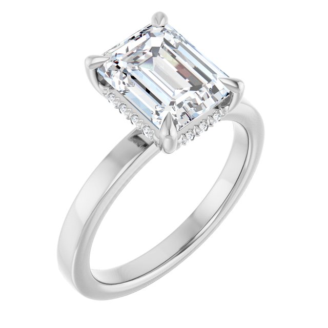 Claw-Prong Hidden Halo-Style Engagement Ring — 2 5/8 CTW Lab Diamond