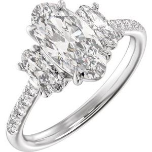 Claw-Prong Three-Stone Engagement Ring or Band — 2 3/4 CTW Lab Diamond