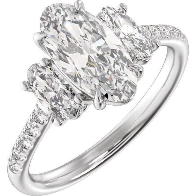 Claw-Prong Three-Stone Engagement Ring or Band — 2 3/4 CTW Lab Diamond