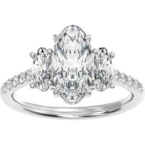 Claw-Prong Three-Stone Engagement Ring or Band — 2 3/4 CTW Lab Diamond