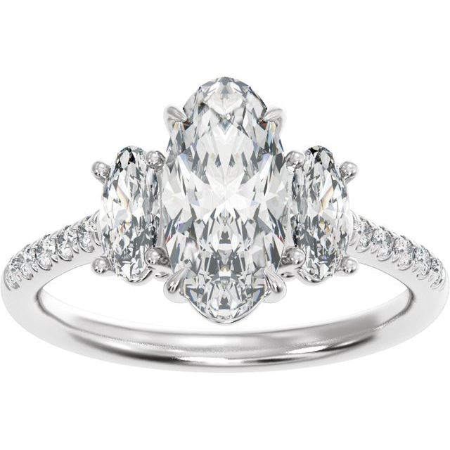 Claw-Prong Three-Stone Engagement Ring or Band — 2 3/4 CTW Lab Diamond