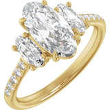 Claw-Prong Three-Stone Engagement Ring or Band — 2 3/4 CTW Lab Diamond