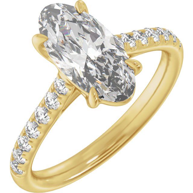 Claw-Prong Accented Engagement Ring — 2 1/3 CTW Lab Diamond