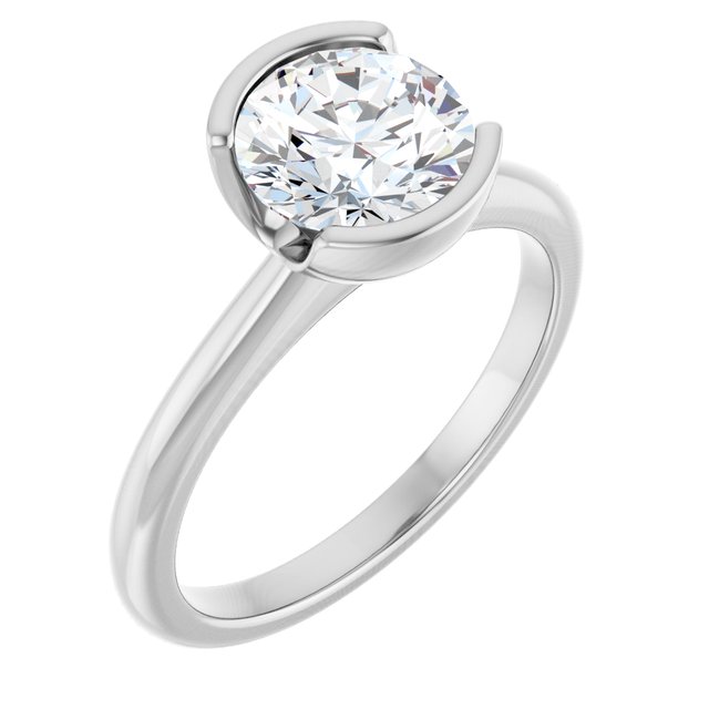 Half-Bezel Engagement Ring — 1 1/2 CTW Lab Diamond
