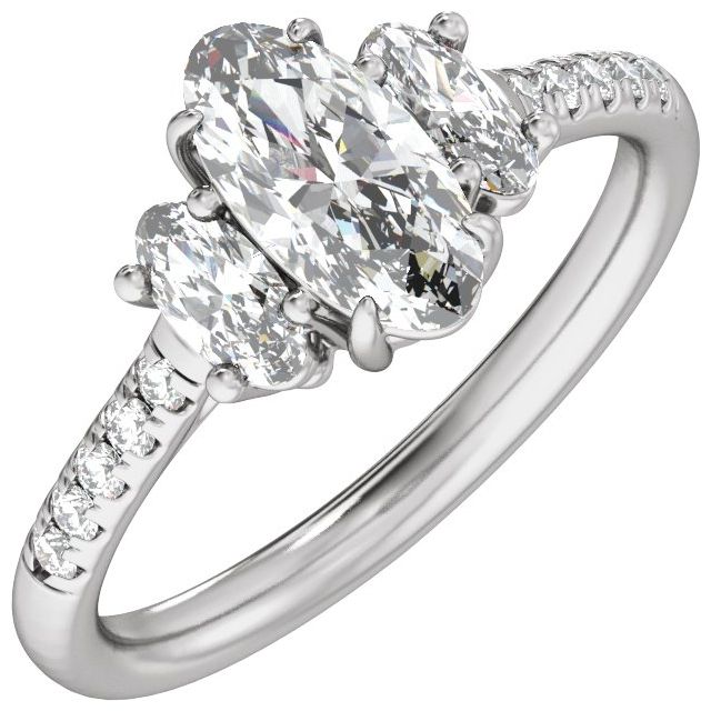 Claw-Prong Three-Stone Engagement Ring or Band — 1 1/2 CTW Lab Diamond