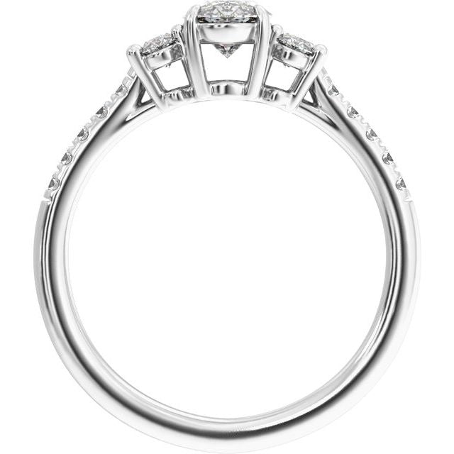 Claw-Prong Three-Stone Engagement Ring or Band — 1 1/2 CTW Lab Diamond