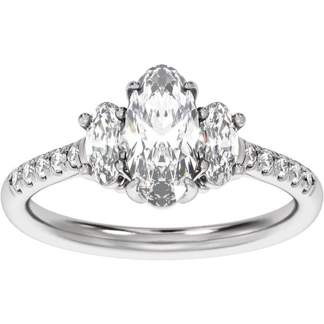 Claw-Prong Three-Stone Engagement Ring or Band — 1 1/2 CTW Lab Diamond