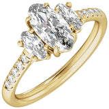Claw-Prong Three-Stone Engagement Ring or Band — 1 1/2 CTW Lab Diamond