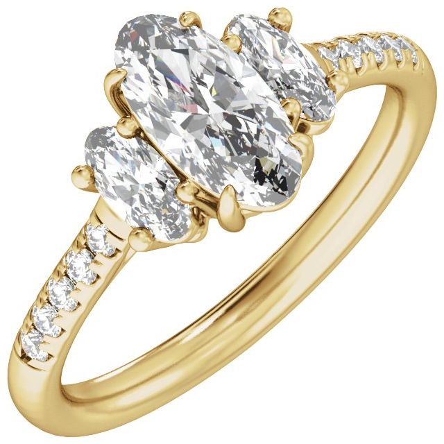Claw-Prong Three-Stone Engagement Ring or Band — 1 1/2 CTW Lab Diamond