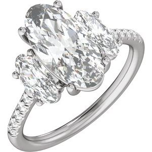 Claw-Prong Three-Stone Engagement Ring or Band — 4 1/8  CTW Lab Diamond