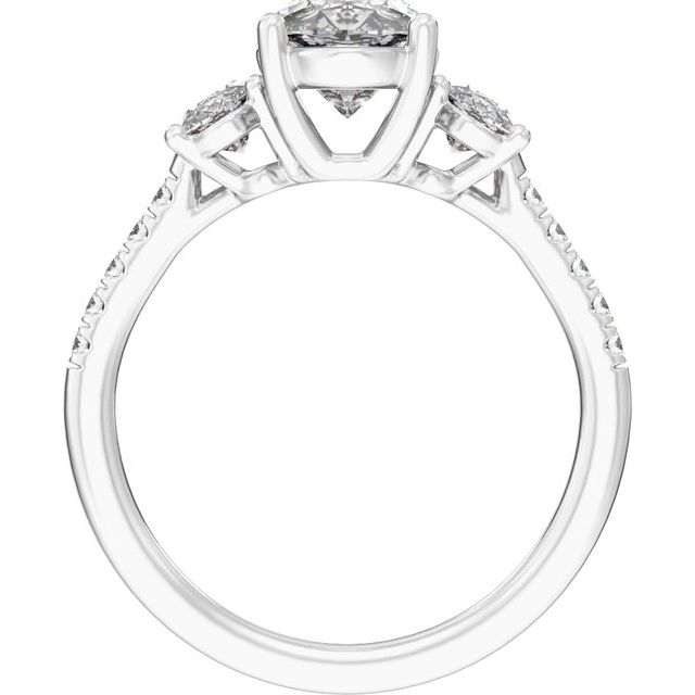 Claw-Prong Three-Stone Engagement Ring or Band — 4 1/8  CTW Lab Diamond