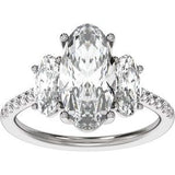 Claw-Prong Three-Stone Engagement Ring or Band — 4 1/8  CTW Lab Diamond
