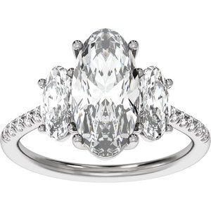 Claw-Prong Three-Stone Engagement Ring or Band — 4 1/8  CTW Lab Diamond