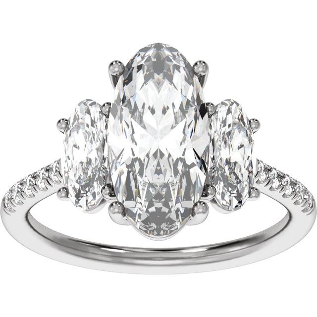 Claw-Prong Three-Stone Engagement Ring or Band — 4 1/8  CTW Lab Diamond
