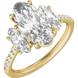Claw-Prong Three-Stone Engagement Ring or Band — 4 1/8  CTW Lab Diamond