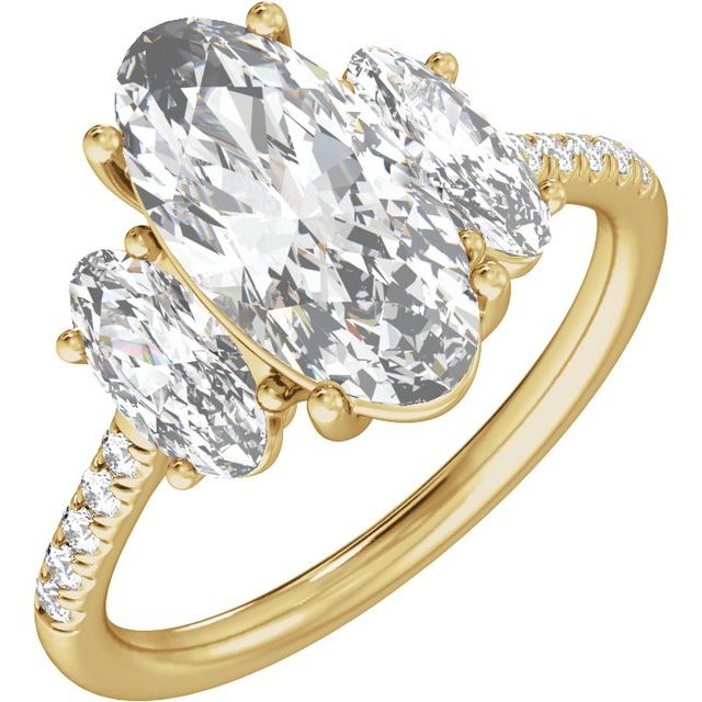Claw-Prong Three-Stone Engagement Ring or Band — 4 1/8  CTW Lab Diamond