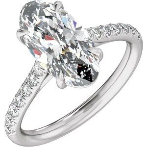 Claw-Prong Accented Engagement Ring — 1 1/3 CTW Lab Diamond