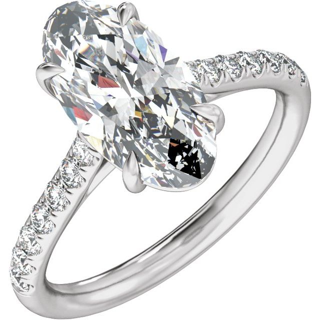 Claw-Prong Accented Engagement Ring — 1 1/3 CTW Lab Diamond