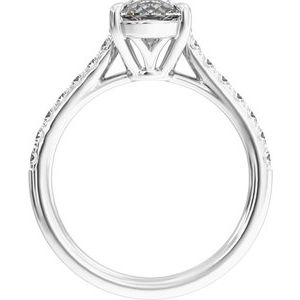 Claw-Prong Accented Engagement Ring — 1 1/3 CTW Lab Diamond