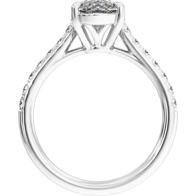Claw-Prong Accented Engagement Ring — 1 1/3 CTW Lab Diamond