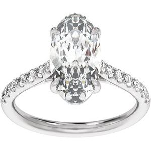 Claw-Prong Accented Engagement Ring — 1 1/3 CTW Lab Diamond