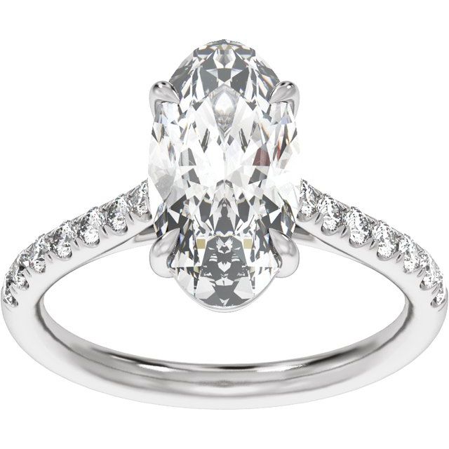 Claw-Prong Accented Engagement Ring — 1 1/3 CTW Lab Diamond