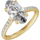 Claw-Prong Accented Engagement Ring — 1 1/3 CTW Lab Diamond