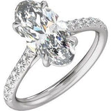 Claw-Prong Accented Engagement Ring — 3 1/3 CTW Lab Diamond