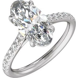 Claw-Prong Accented Engagement Ring — 3 1/3 CTW Lab Diamond