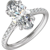 Claw-Prong Accented Engagement Ring — 3 1/3 CTW Lab Diamond
