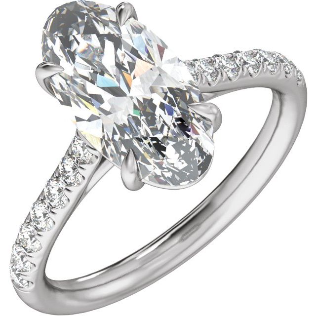 Claw-Prong Accented Engagement Ring — 3 1/3 CTW Lab Diamond