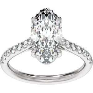 Claw-Prong Accented Engagement Ring — 2 1/3 CTW Lab Diamond