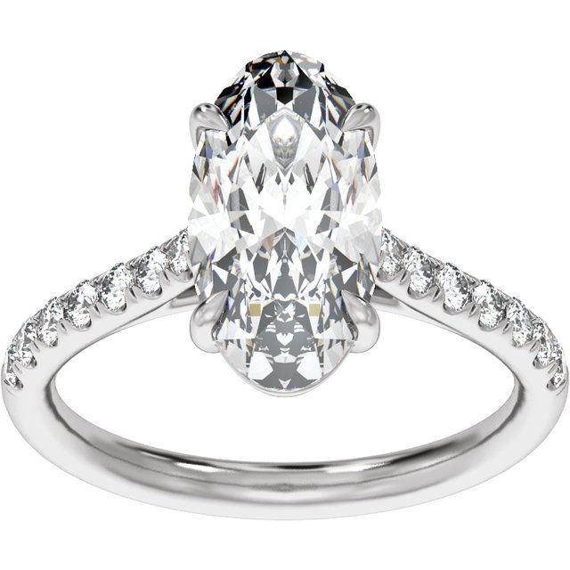 Claw-Prong Accented Engagement Ring — 2 1/3 CTW Lab Diamond