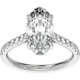 Claw-Prong Accented Engagement Ring — 3 1/3 CTW Lab Diamond