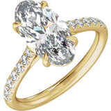 Claw-Prong Accented Engagement Ring — 3 1/3 CTW Lab Diamond