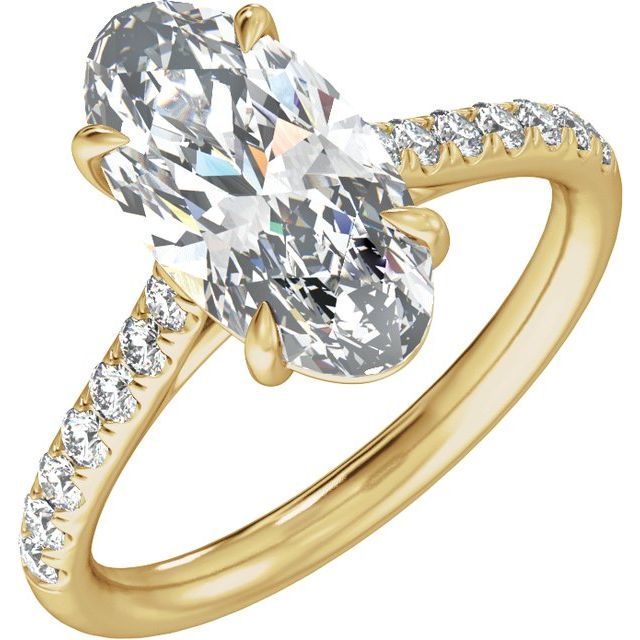 Claw-Prong Accented Engagement Ring — 3 1/3 CTW Lab Diamond