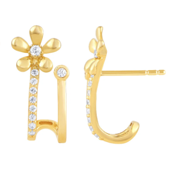 14K Gold Diamond Floral Drop Earrings – Solomon Jeweler